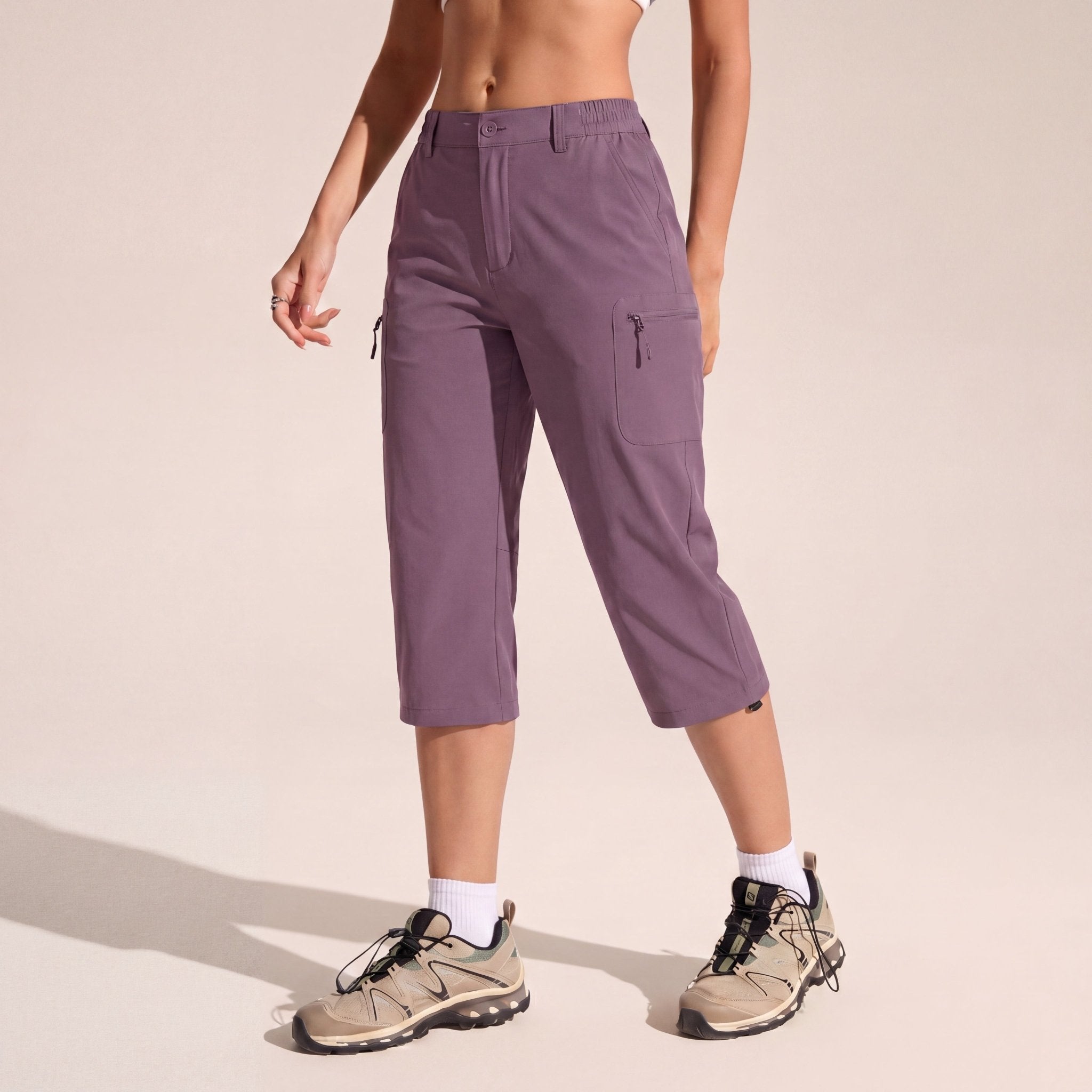 Women's Lightweight Water - Resistant Hiking Capris with 5 Pockets Lotus Pink by MAGCOMSEN