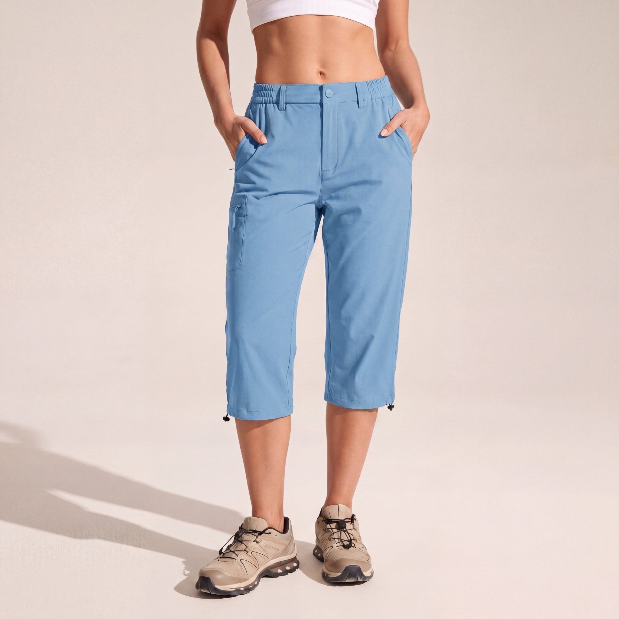 Women's Lightweight Water - Resistant Hiking Capris with 5 Pockets Light Blue by MAGCOMSEN