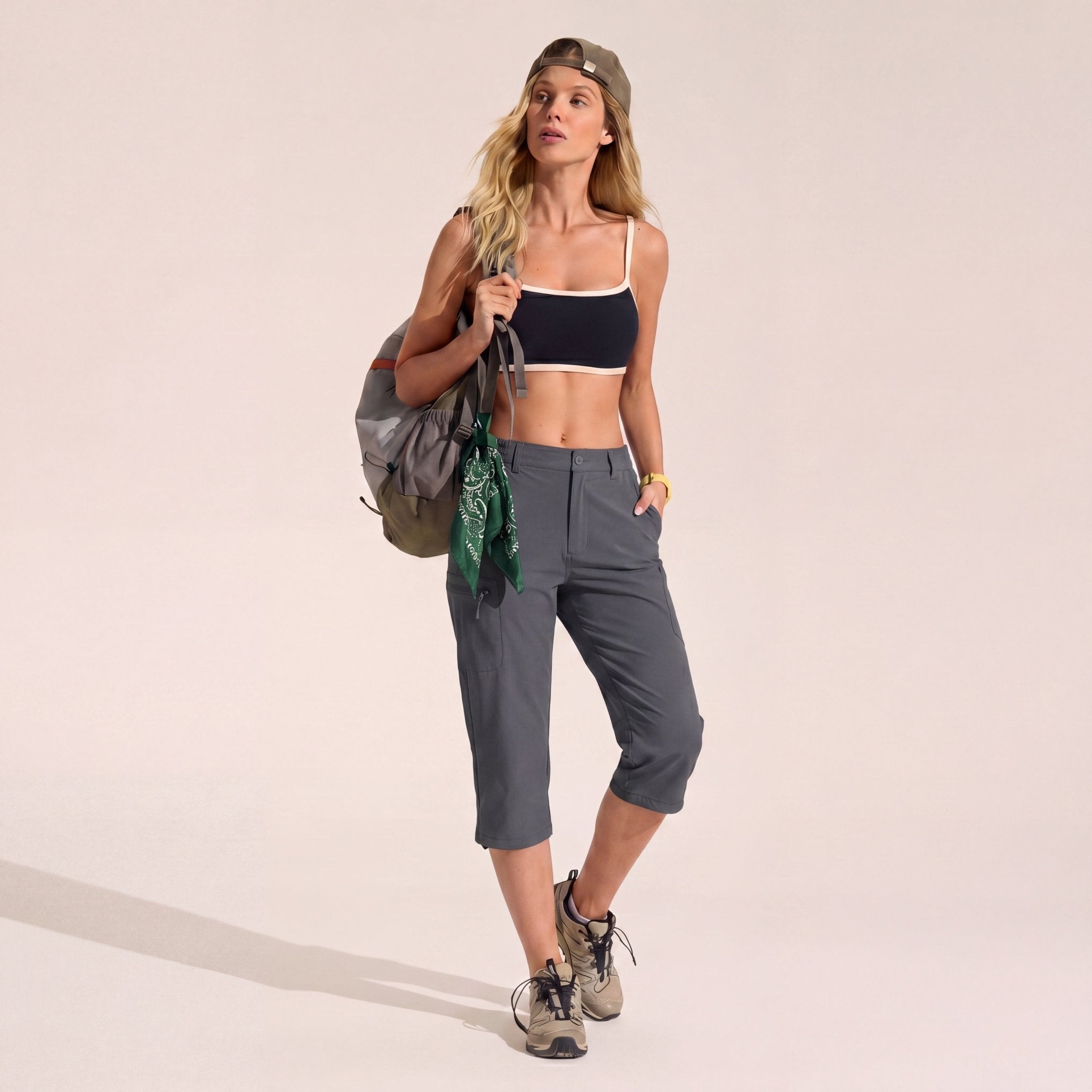 Women's Lightweight Water - Resistant Hiking Capris with 5 Pockets Dark Grey by MAGCOMSEN
