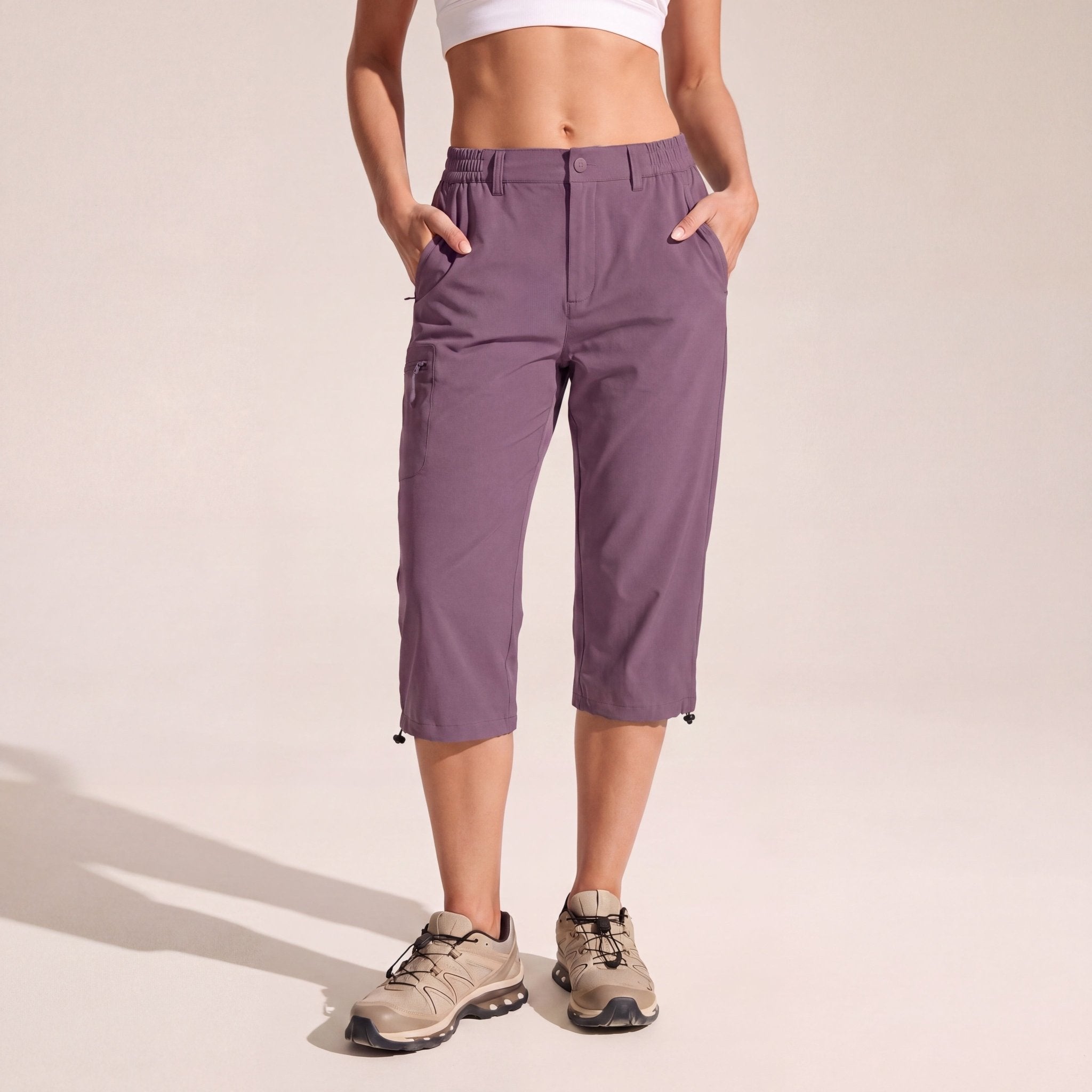 Women's Lightweight Water - Resistant Hiking Capris with 5 Pockets Lotus Pink by MAGCOMSEN
