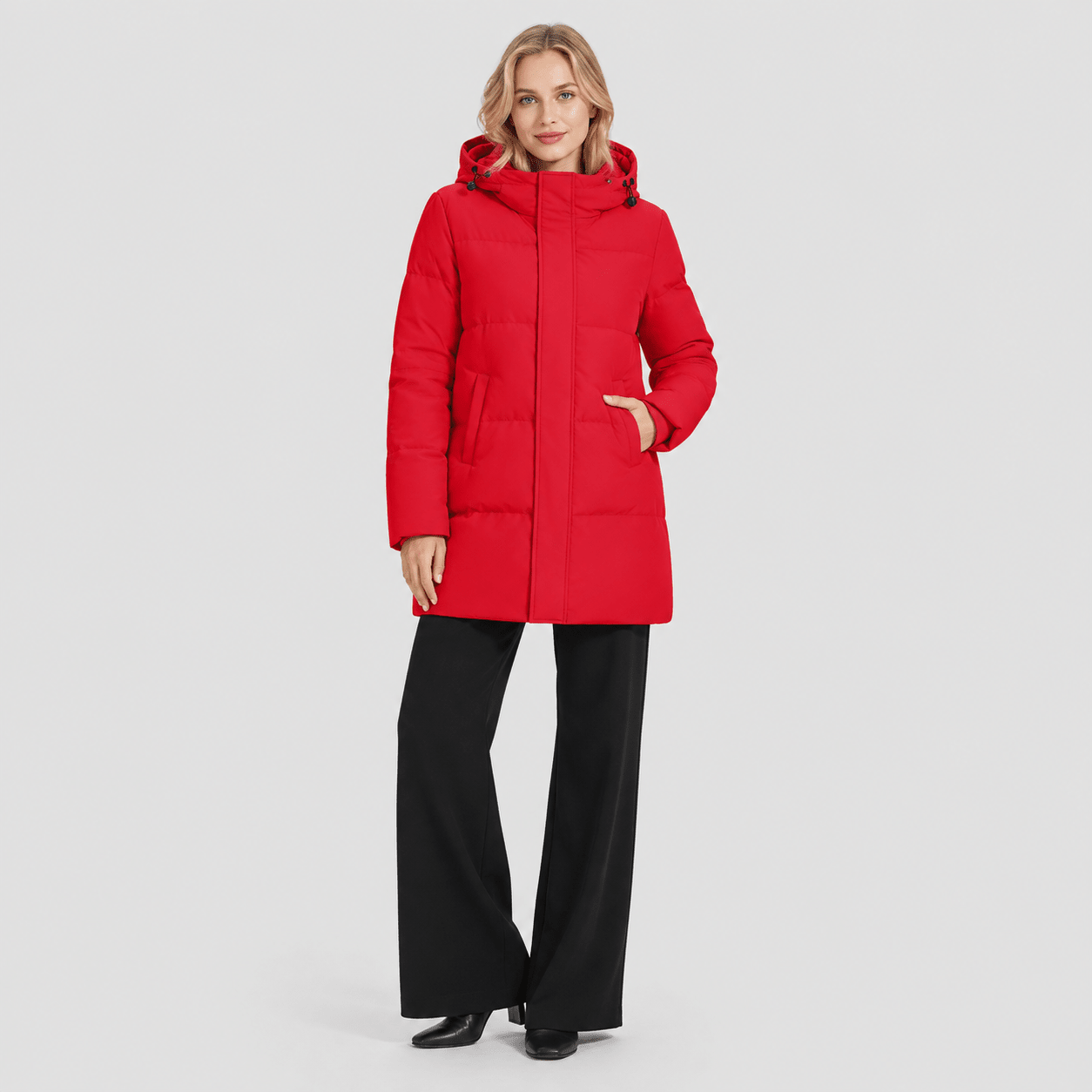 Tomato Red MAGCOMSEN Women's Long Down Parka Waterproof Hooded Winter Puffer Coat in #Color_Tomato Red