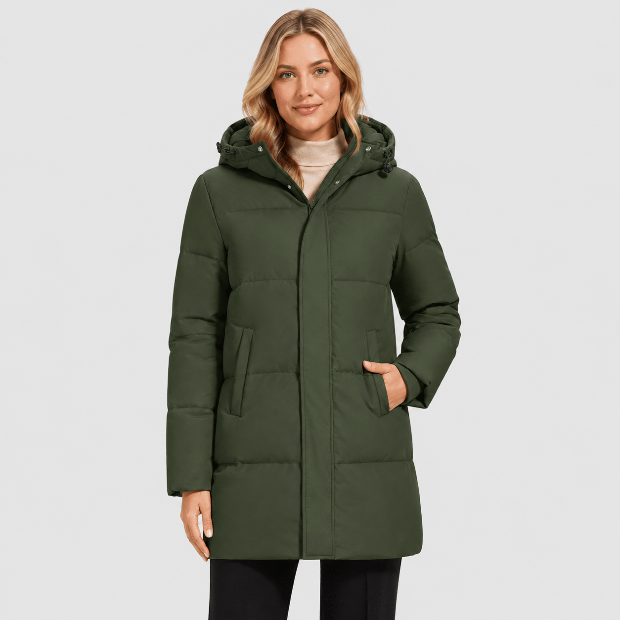 Army Green MAGCOMSEN Women's Long Down Parka Waterproof Hooded Winter Puffer Coat in #Color_Army Green