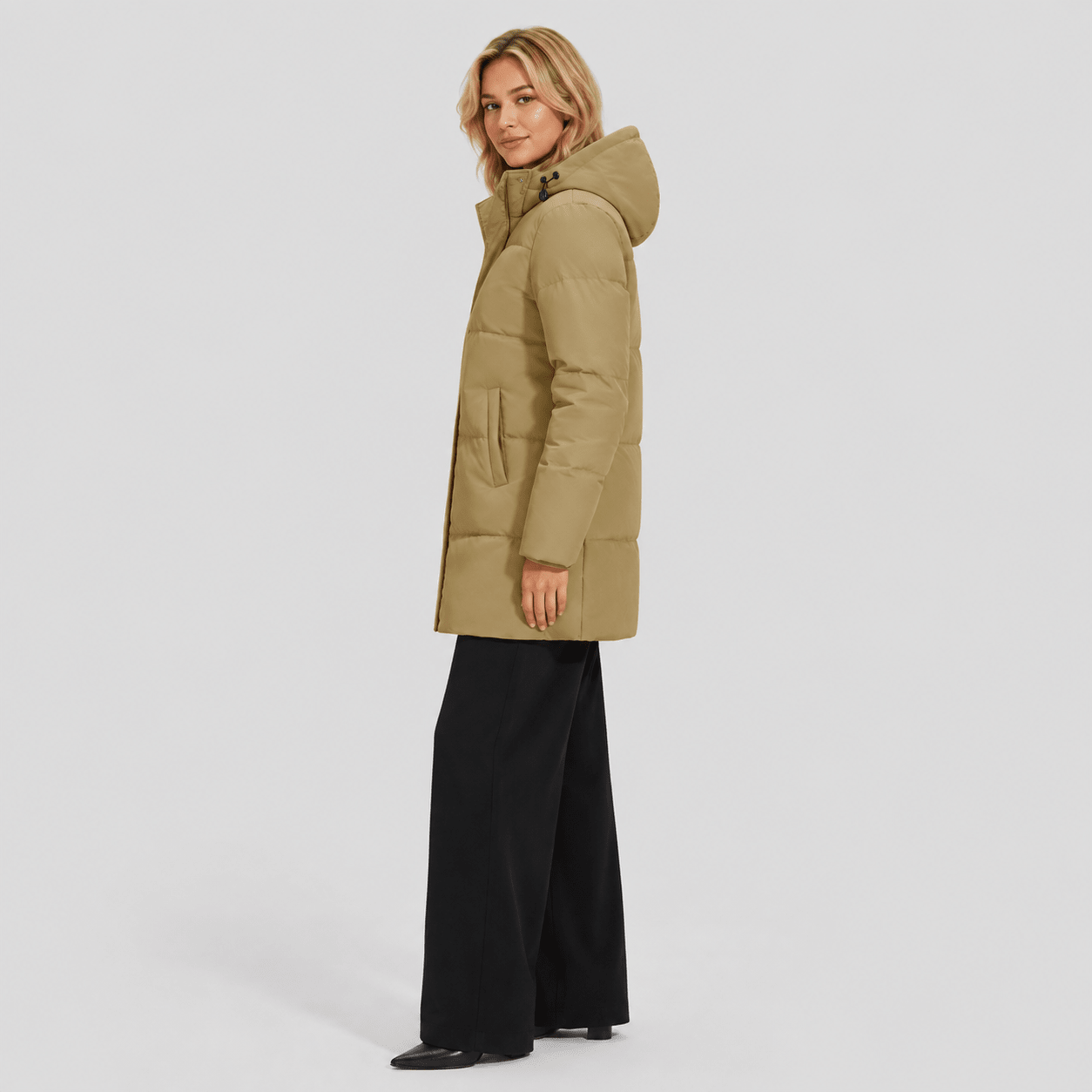 Khaki MAGCOMSEN Women's Long Down Parka Waterproof Hooded Winter Puffer Coat in #Color_Khaki