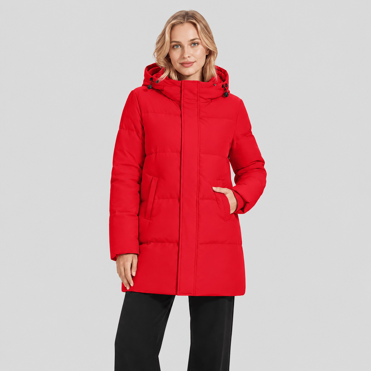 Tomato Red MAGCOMSEN Women's Long Down Parka Waterproof Hooded Winter Puffer Coat in #Color_Tomato Red