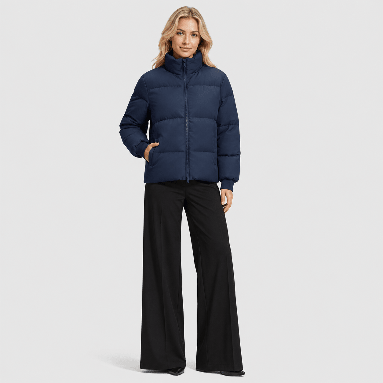 Navy MAGCOMSEN Women’s Quilted Down Jacket Warm Water Resistant Puffer Winter Coat in #Color_Navy