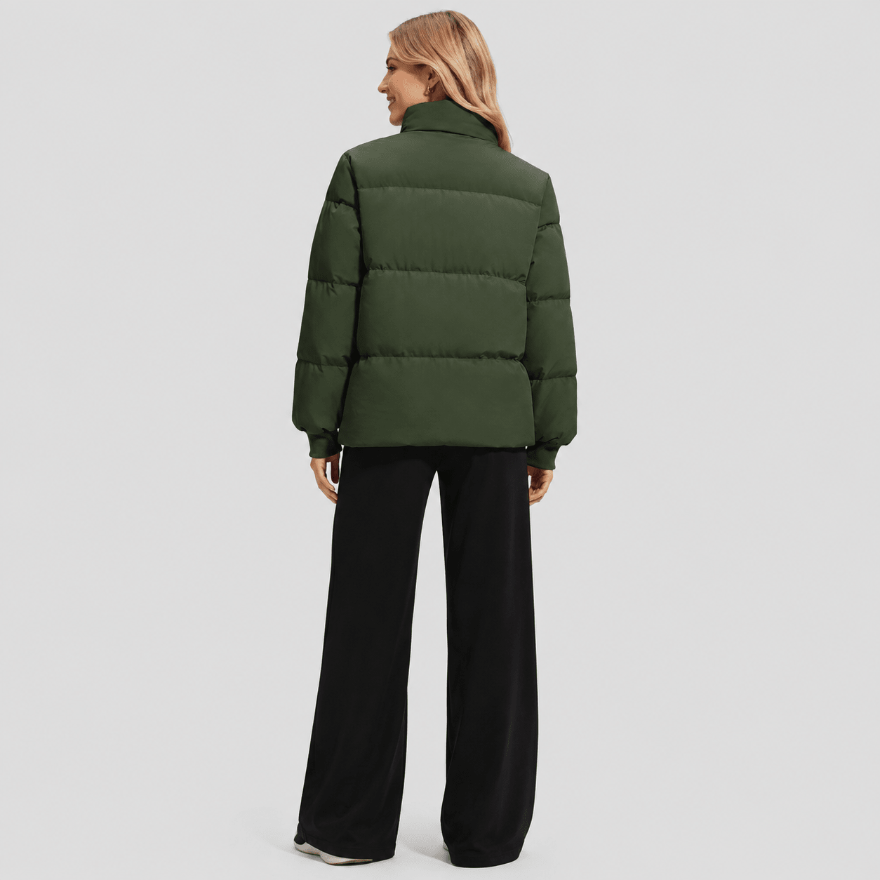 Army Green MAGCOMSEN Women’s Quilted Down Jacket Warm Water Resistant Puffer Winter Coat in #Color_Army Green