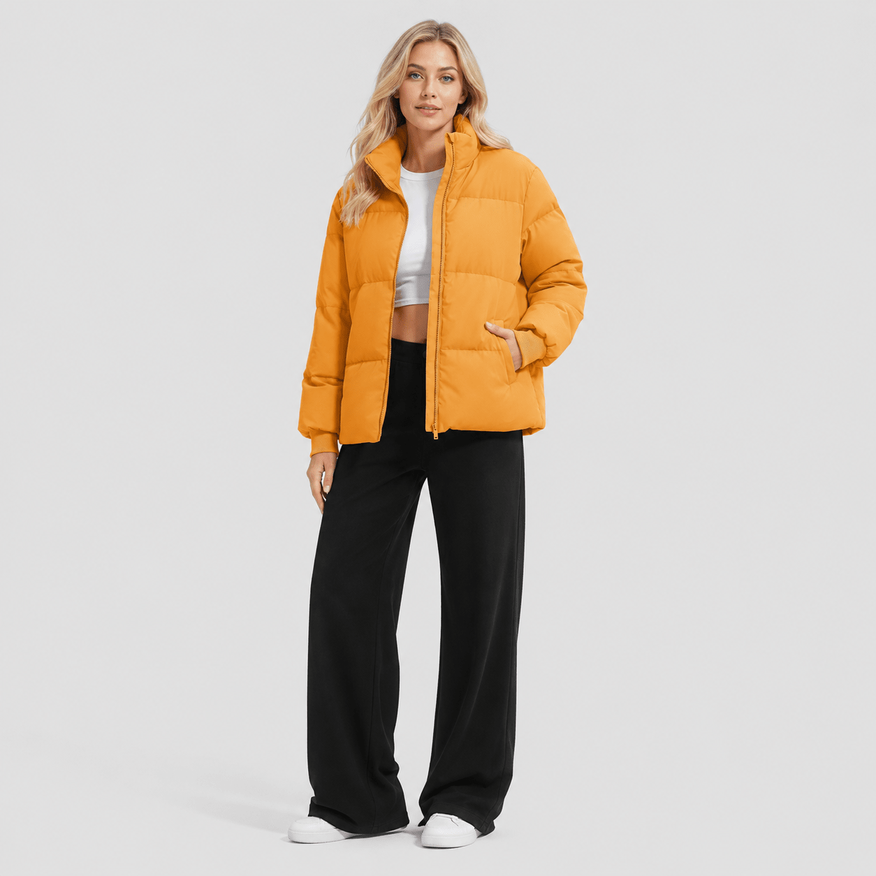 Yellow MAGCOMSEN Women’s Quilted Down Jacket Warm Water Resistant Puffer Winter Coat in #Color_Yellow