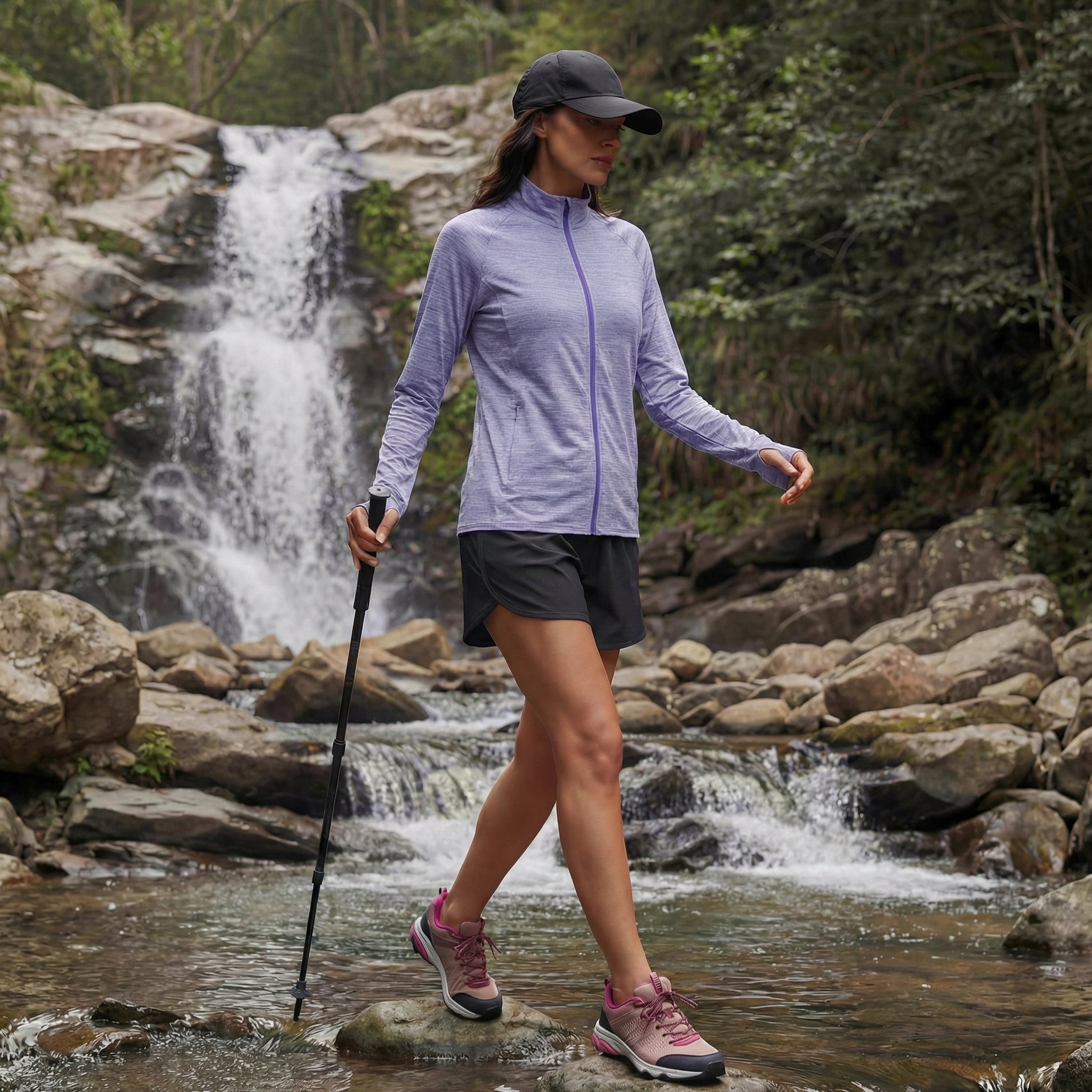 Women's UPF 50+ Full Zip Running Jacket - Lightweight Sun Protection Top Light Purple by MAGCOMSEN