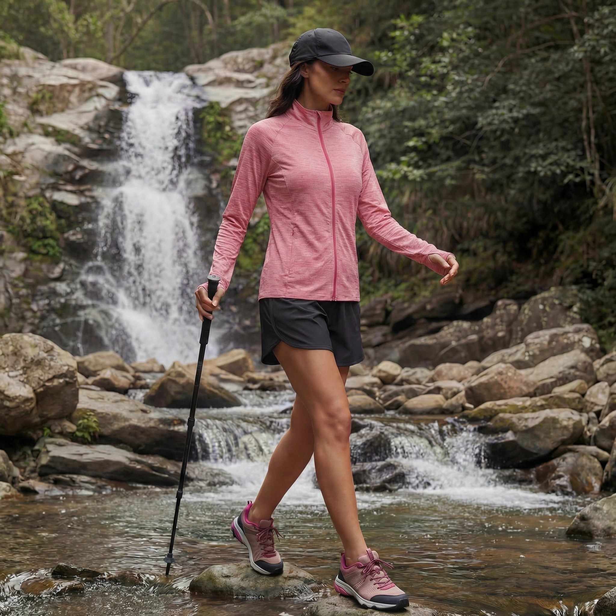 Women's UPF 50+ Full Zip Running Jacket - Lightweight Sun Protection Top Pink by MAGCOMSEN