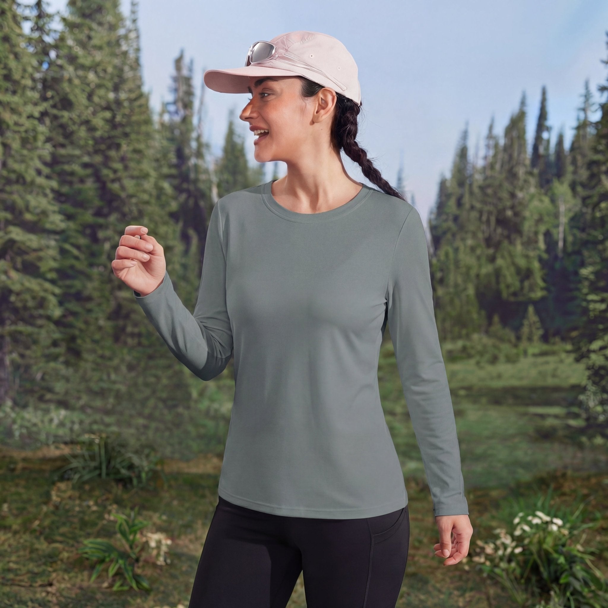 Women's UPF 80+ Long Sleeve Sun Protection Quick - Dry Shirt Dark Grey by MAGCOMSEN