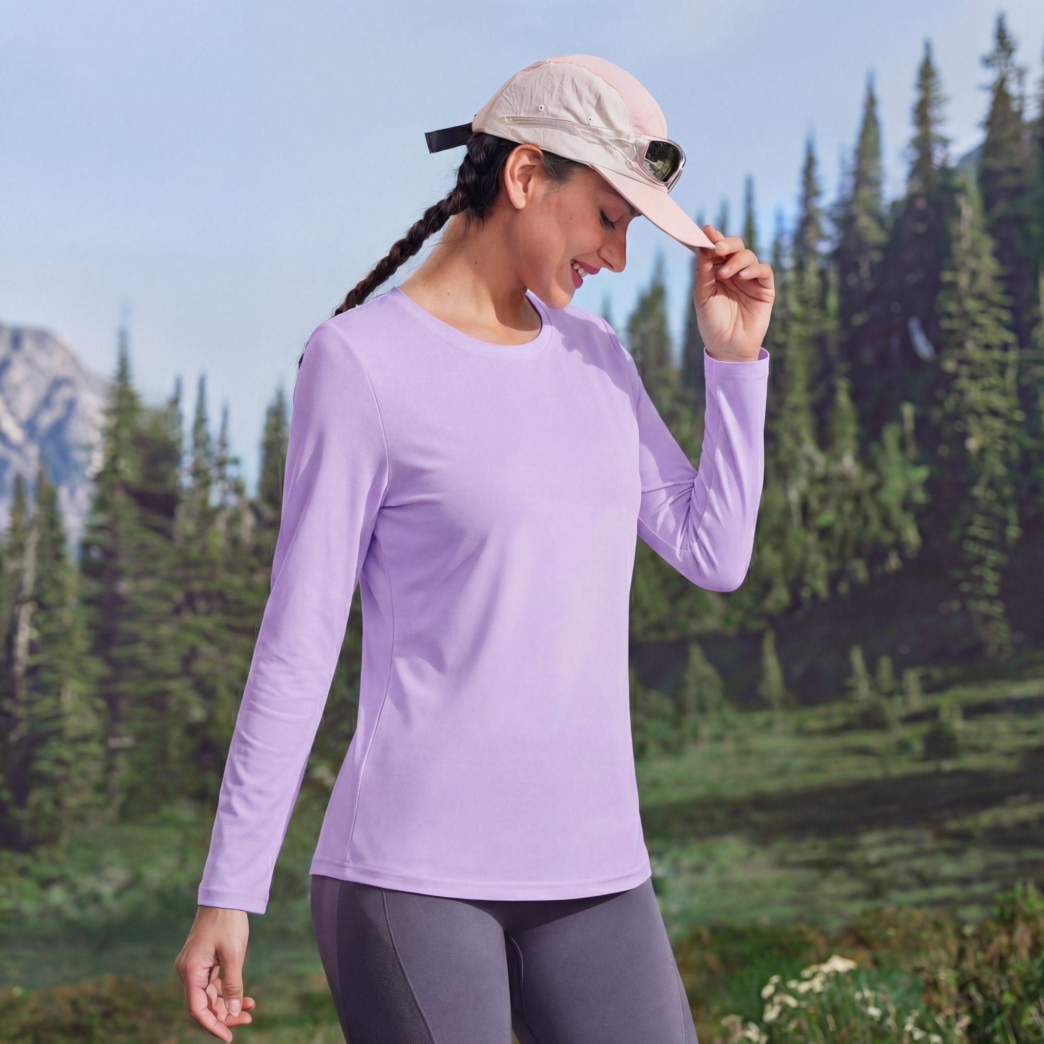 Women's UPF 80+ Long Sleeve Sun Protection Quick - Dry Shirt Light Purple by MAGCOMSEN