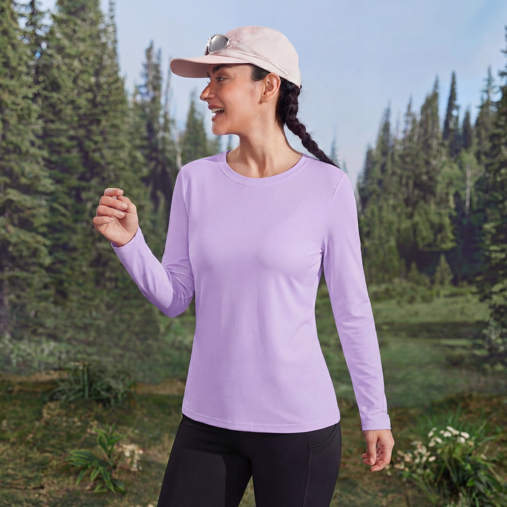 Women's UPF 80+ Long Sleeve Sun Protection Quick - Dry Shirt Light Purple by MAGCOMSEN