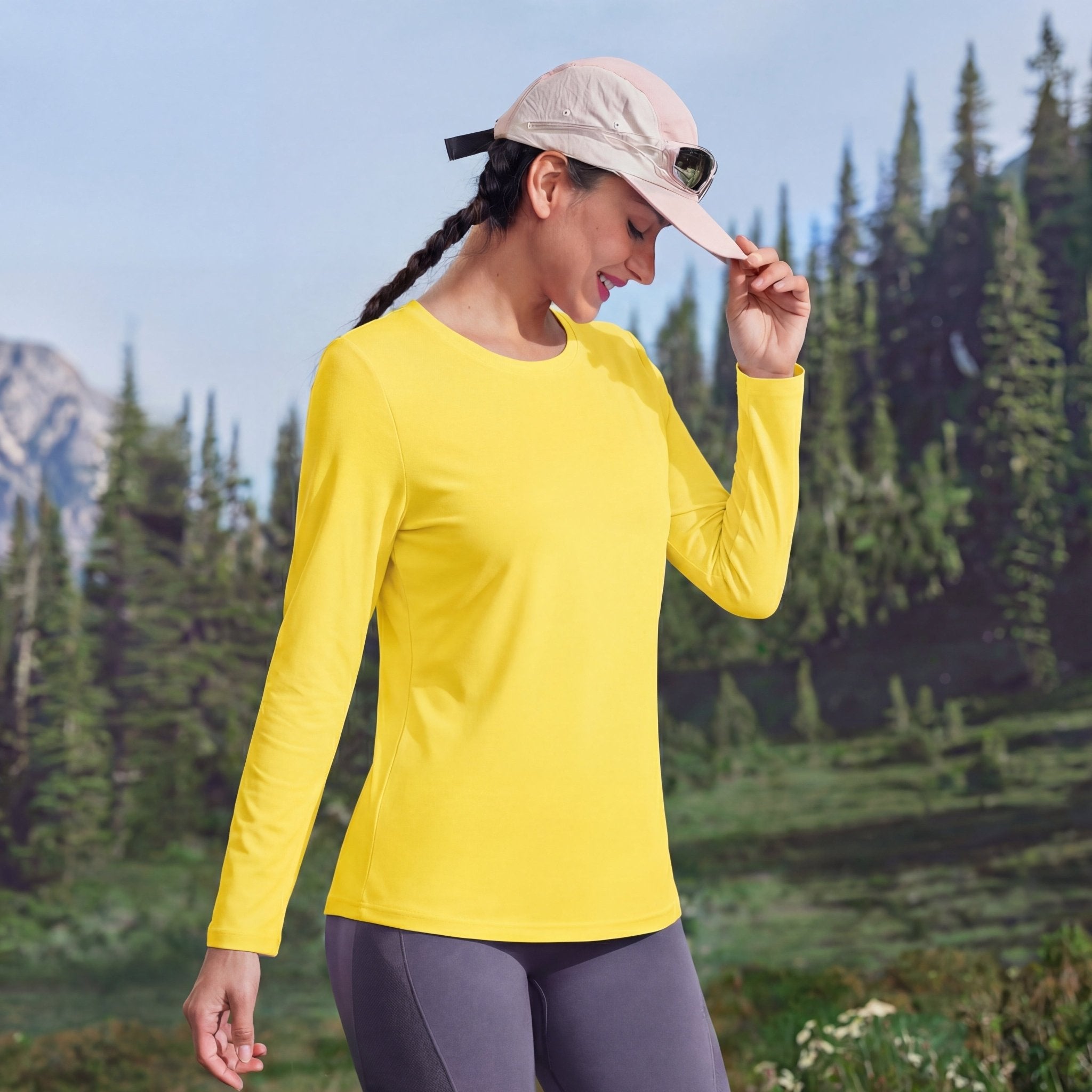Women's UPF 80+ Long Sleeve Sun Protection Quick - Dry Shirt Yellow by MAGCOMSEN