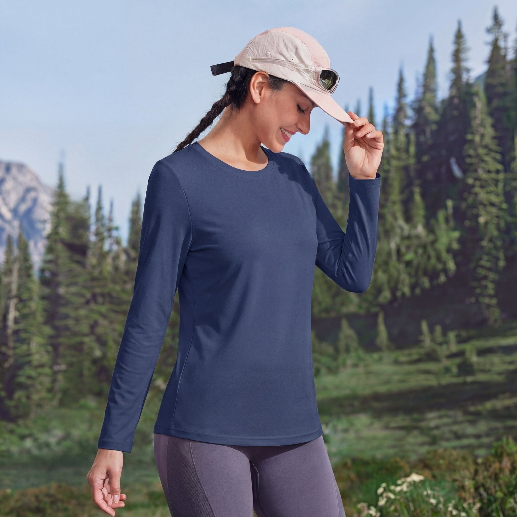 Women's UPF 80+ Long Sleeve Sun Protection Quick - Dry Shirt Navy by MAGCOMSEN