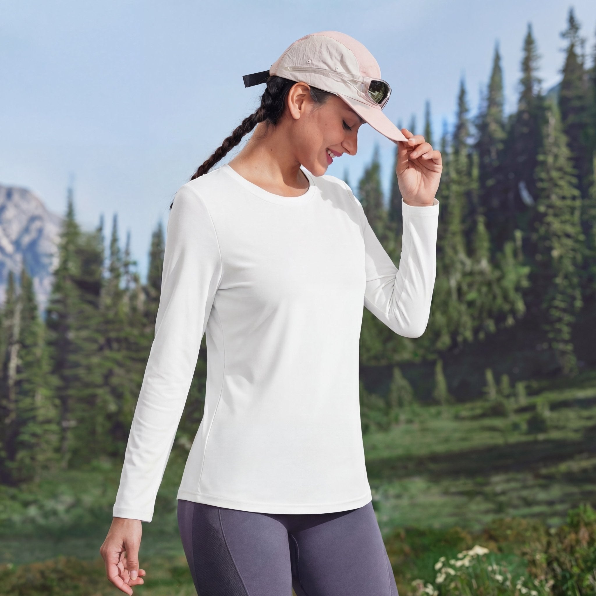 Women's UPF 80+ Long Sleeve Sun Protection Quick - Dry Shirt White by MAGCOMSEN