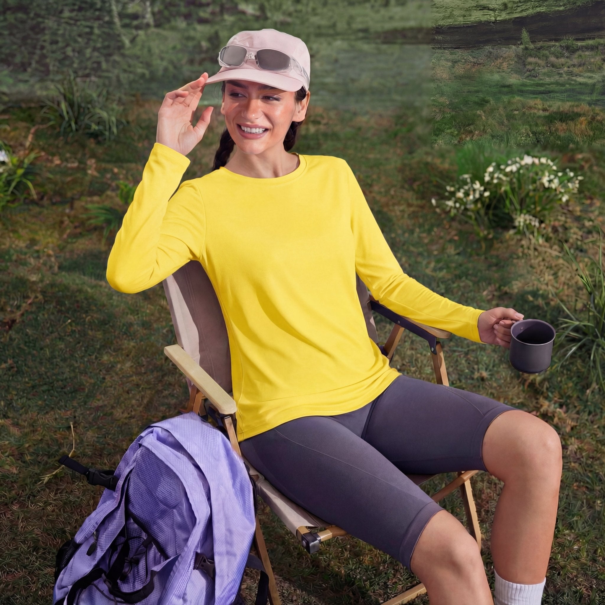 Women's UPF 80+ Long Sleeve Sun Protection Quick - Dry Shirt Yellow by MAGCOMSEN