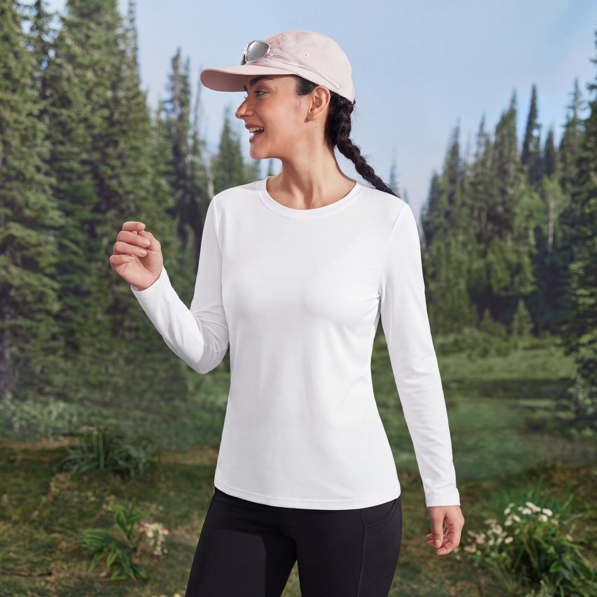 Women's UPF 80+ Long Sleeve Sun Protection Quick - Dry Shirt White by MAGCOMSEN