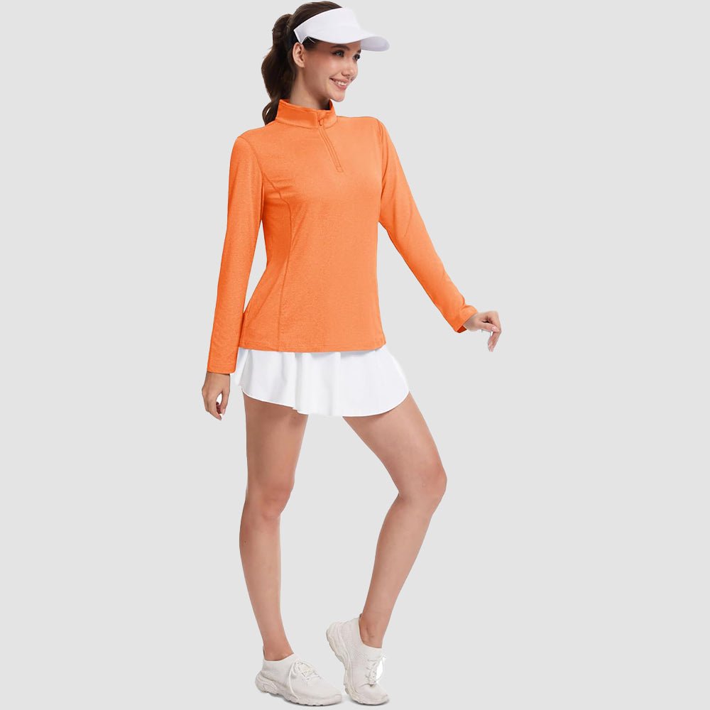 Women's UPF50 Shirt - 1/4 Zip, Quick Dry & Sun Protection Orange by MAGCOMSEN