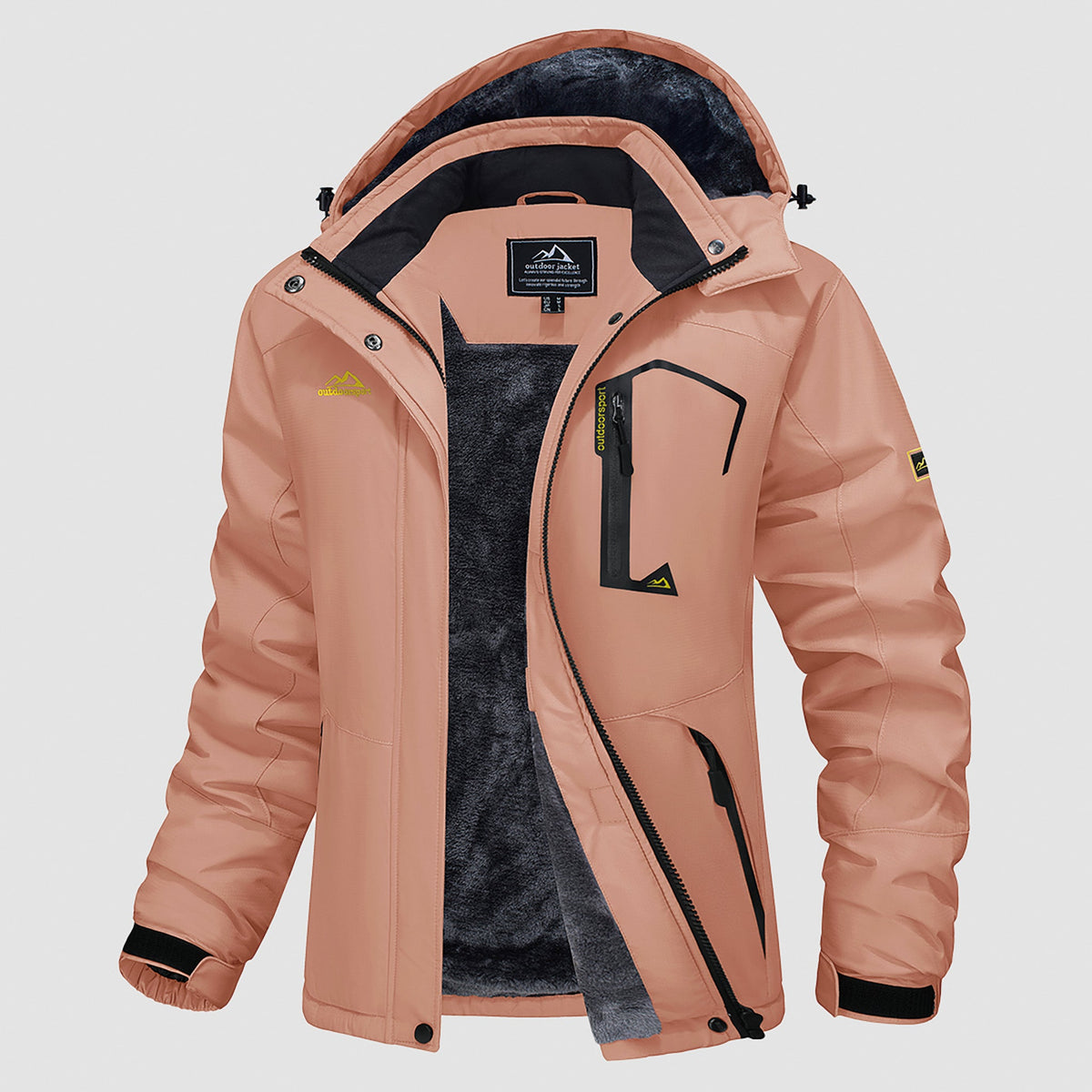 Apricot MAGCOMSEN Women's Water-Resistant Fleece Ski Jacket with 4 Pockets in #Color_Apricot