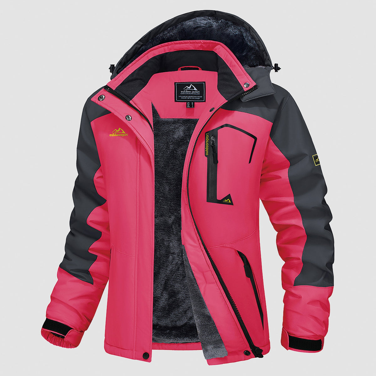 Women's Water-Resistant Fleece Ski Jacket with 4 Pockets Rose Pink by MAGCOMSEN