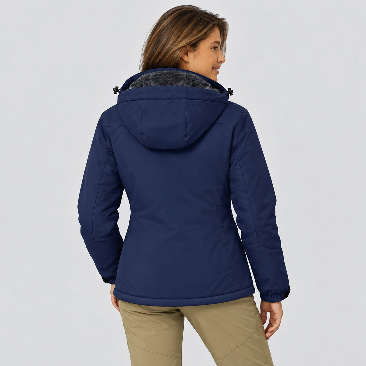 Navy MAGCOMSEN Women's Water-Resistant Fleece Ski Jacket with 4 Pockets in #Color_Navy