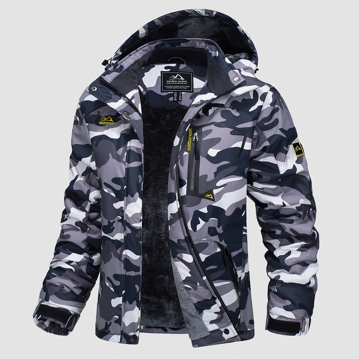 Grey Camo MAGCOMSEN Women's Water-Resistant Fleece Ski Jacket with 4 Pockets in #Color_Grey Camo