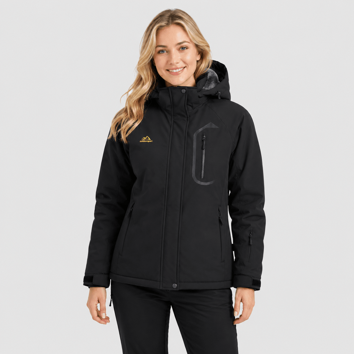 Women's Waterproof Ski Jacket - Insulated Winter Snow Coat with Hood Black by MAGCOMSEN