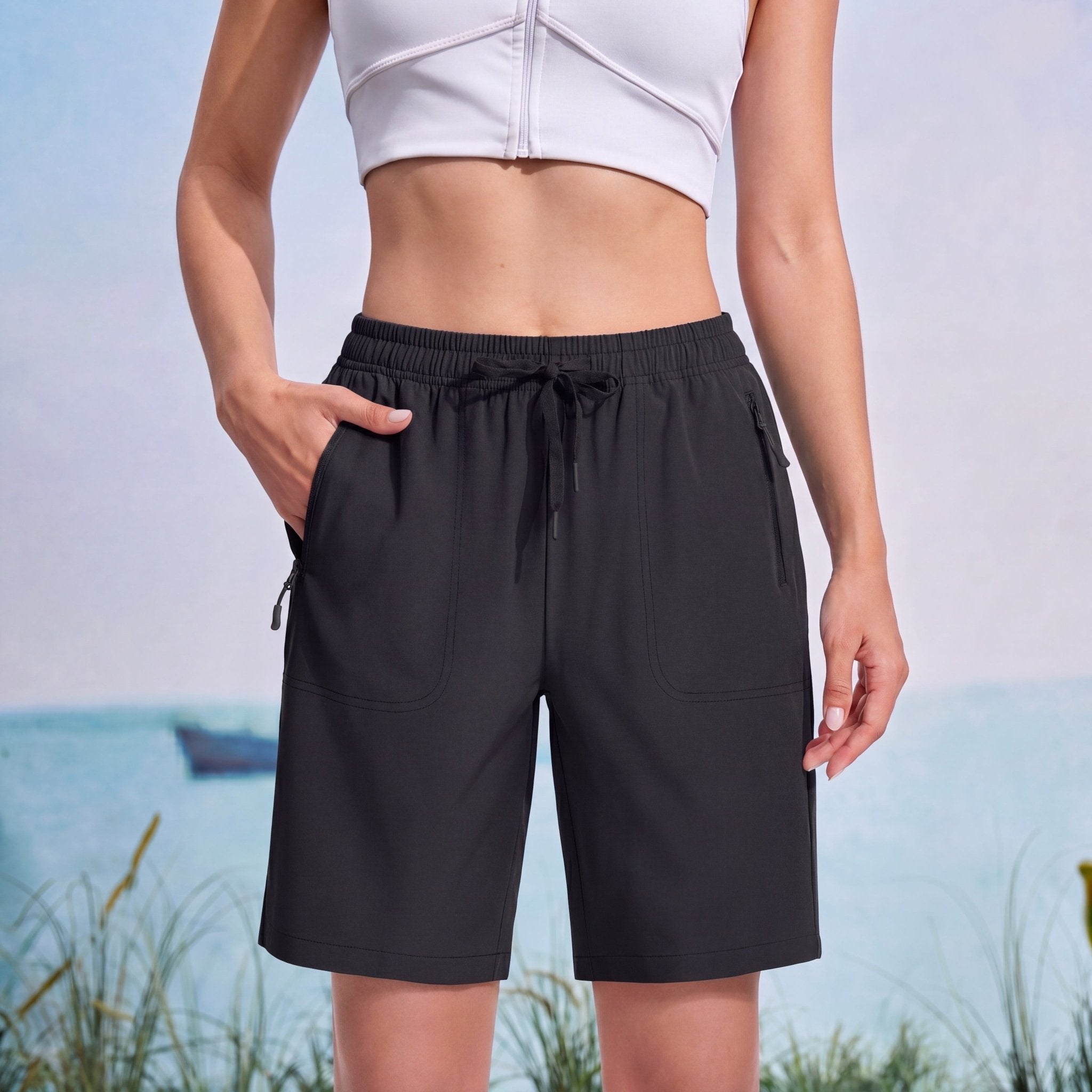 Women's Waterproof Sunprotection Lightweight Quick - Dry Hiking Shorts with 3 Pockets Black by MAGCOMSEN