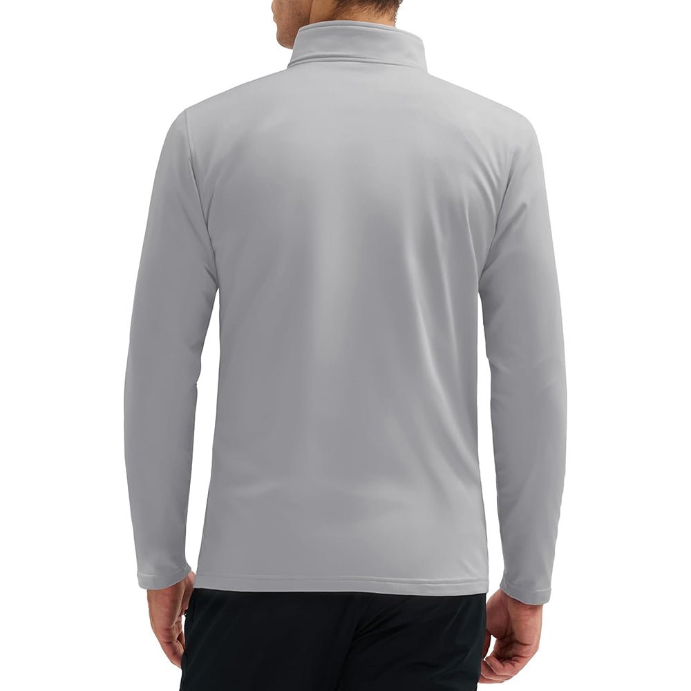 Light Grey Men's 1/4 Zip Long Sleeve Golf Winter Pullover Fleece Lined - MAGCOMSEN