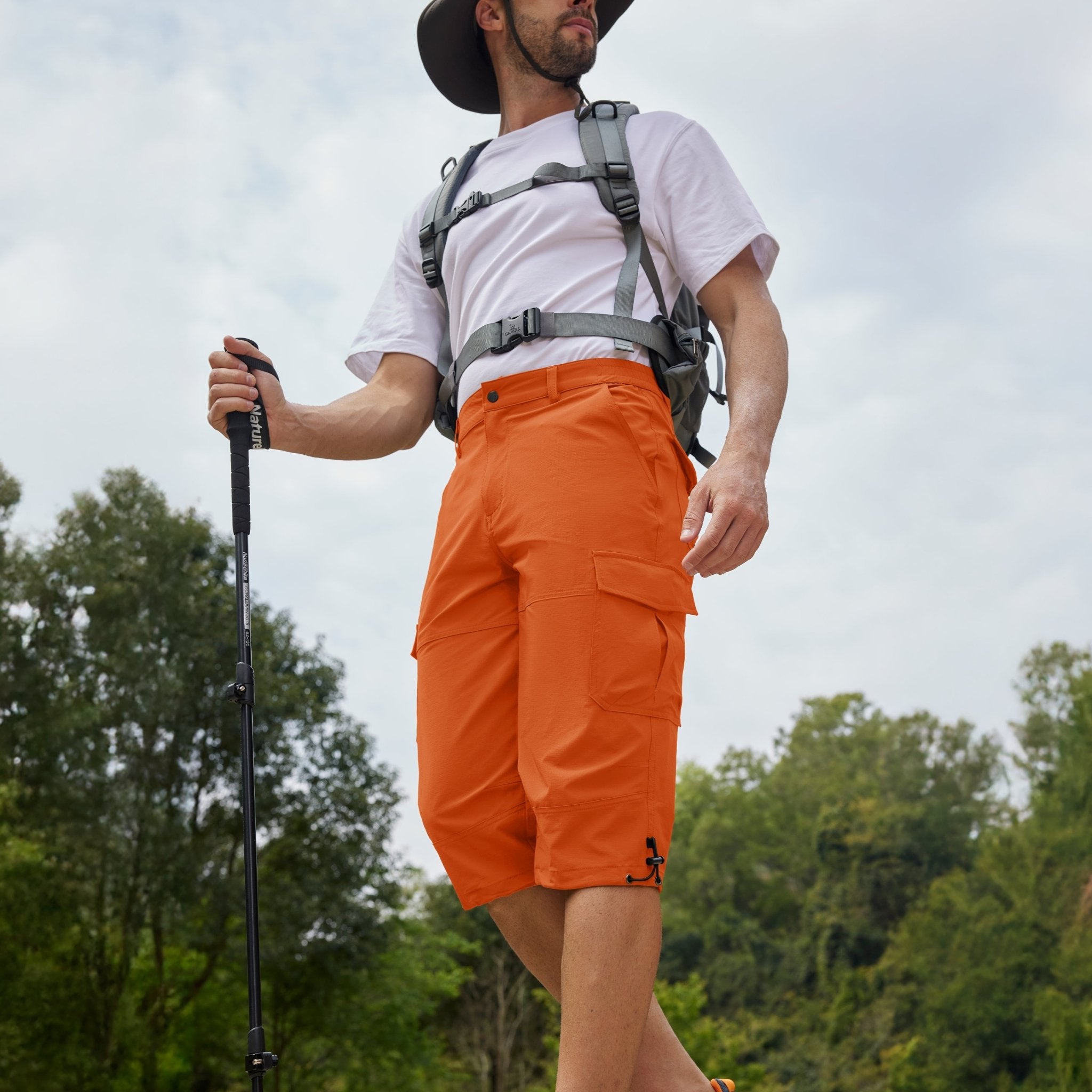 Orange Men's 3/4 Capri Quick Dry Sports Shorts - MAGCOMSEN