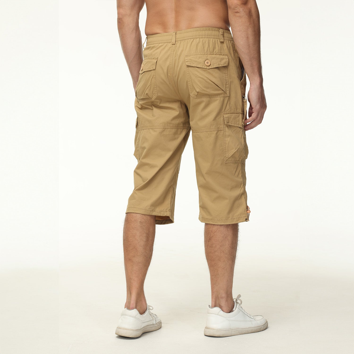 Men's Below Knee Cargo Shorts - Cotton, 7 Pockets, Work Capris - MAGCOMSEN