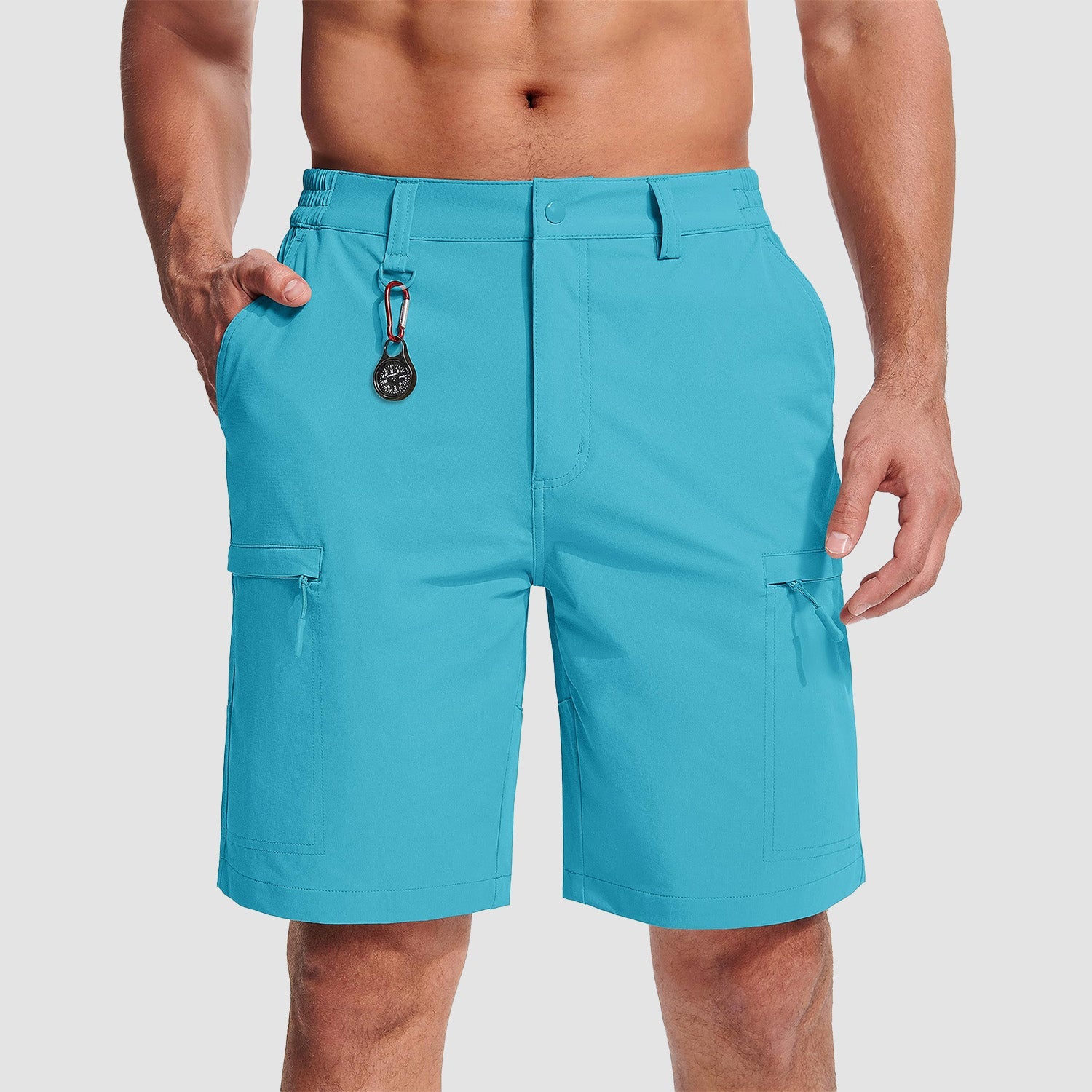 Ice Blue Men's Casual Quick-Dry 5 Pockets Cargo Short - MAGCOMSEN