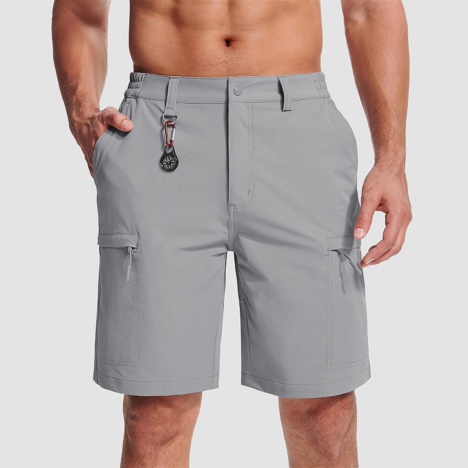 Light Grey Men's Casual Quick-Dry 5 Pockets Cargo Short - MAGCOMSEN