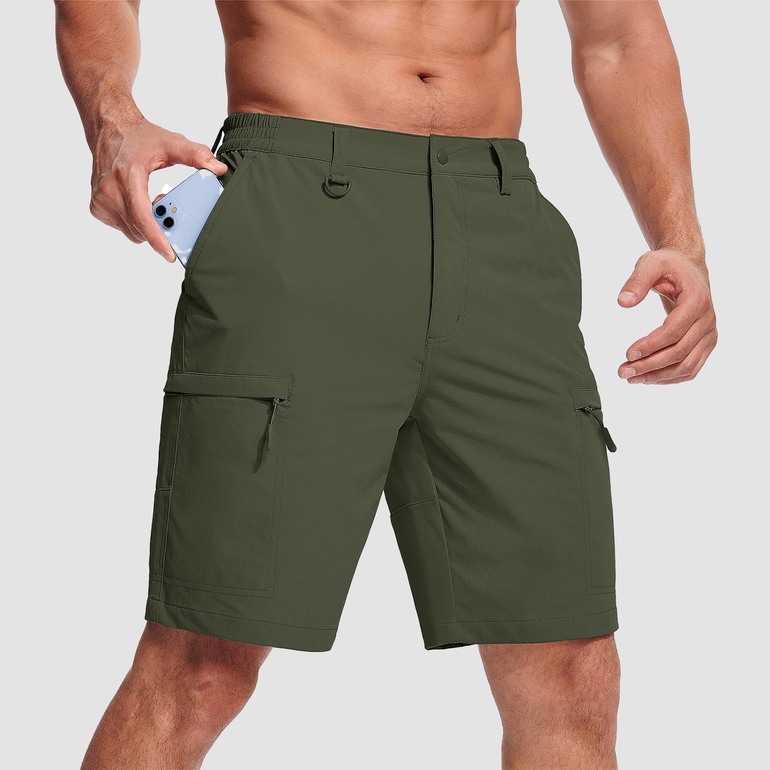 Army Green Men's Casual Quick-Dry 5 Pockets Cargo Short - MAGCOMSEN