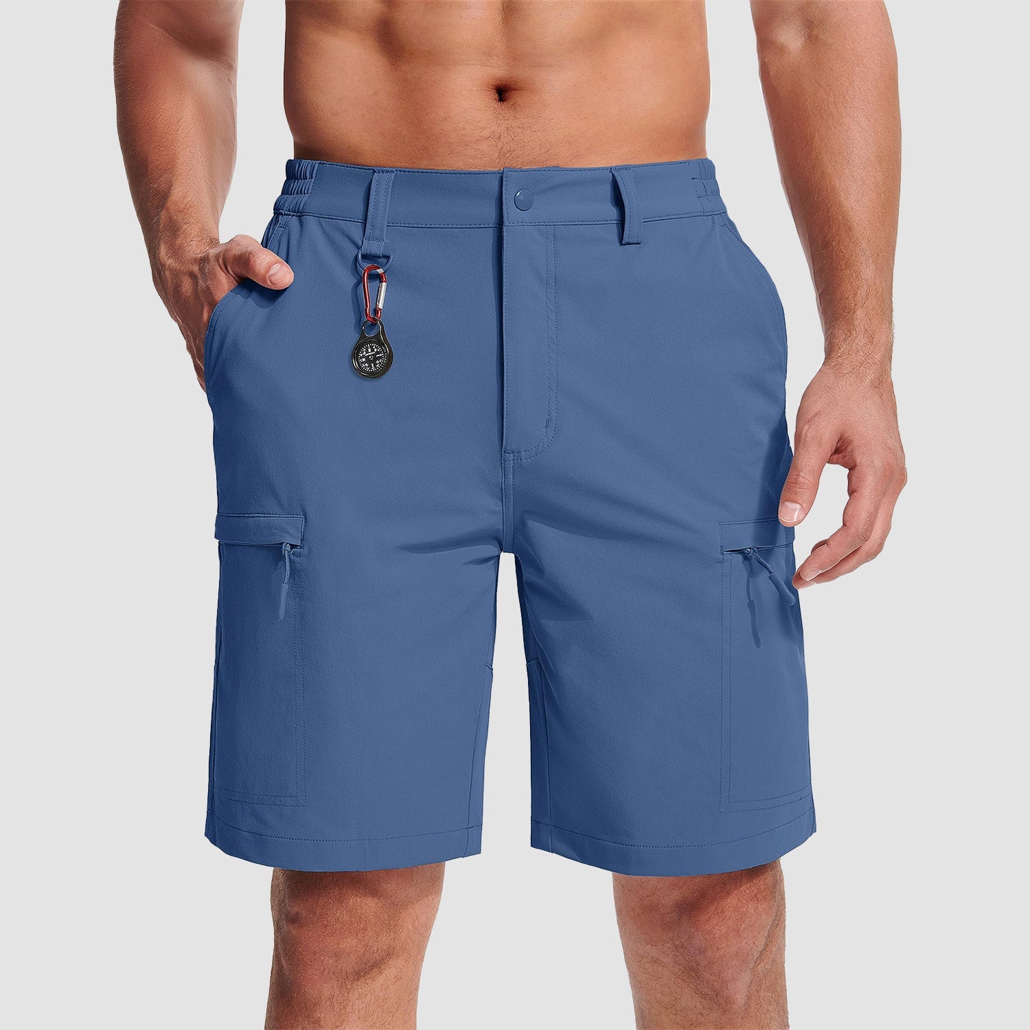 Blue Men's Casual Quick-Dry 5 Pockets Cargo Short - MAGCOMSEN