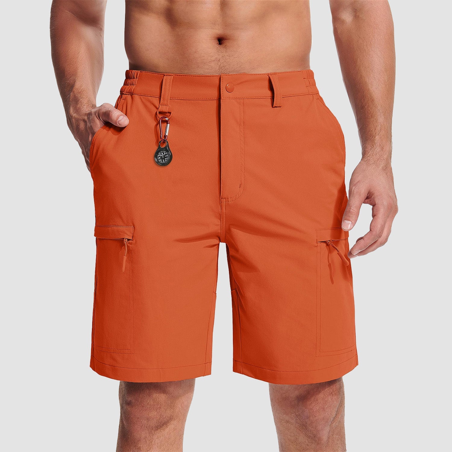 Orange Men's Casual Quick-Dry 5 Pockets Cargo Short - MAGCOMSEN