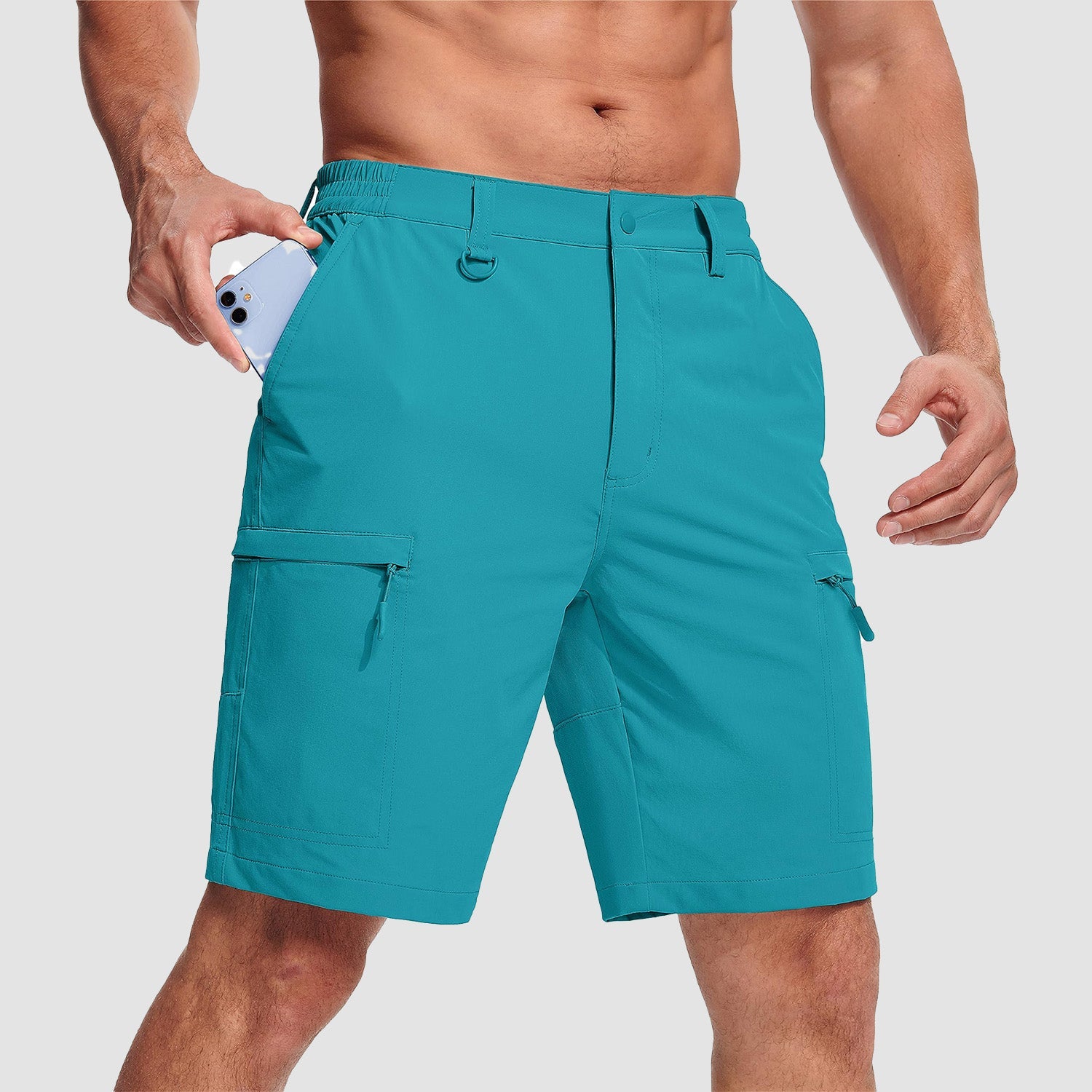 Lake Blue Men's Casual Quick-Dry 5 Pockets Cargo Short - MAGCOMSEN