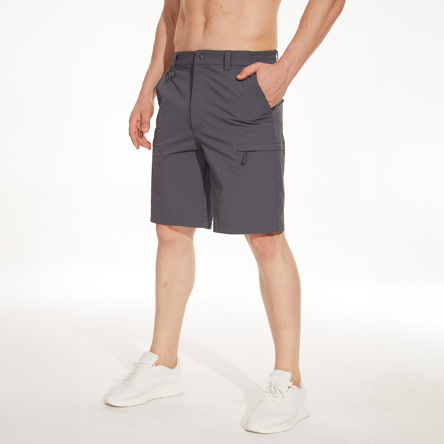 Dark Grey Men's Casual Quick-Dry 5 Pockets Cargo Short - MAGCOMSEN