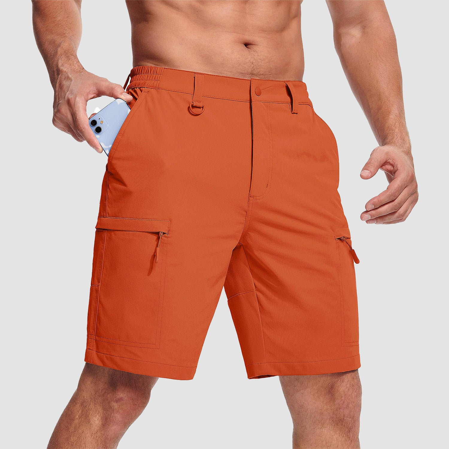 Orange Men's Casual Quick-Dry 5 Pockets Cargo Short - MAGCOMSEN