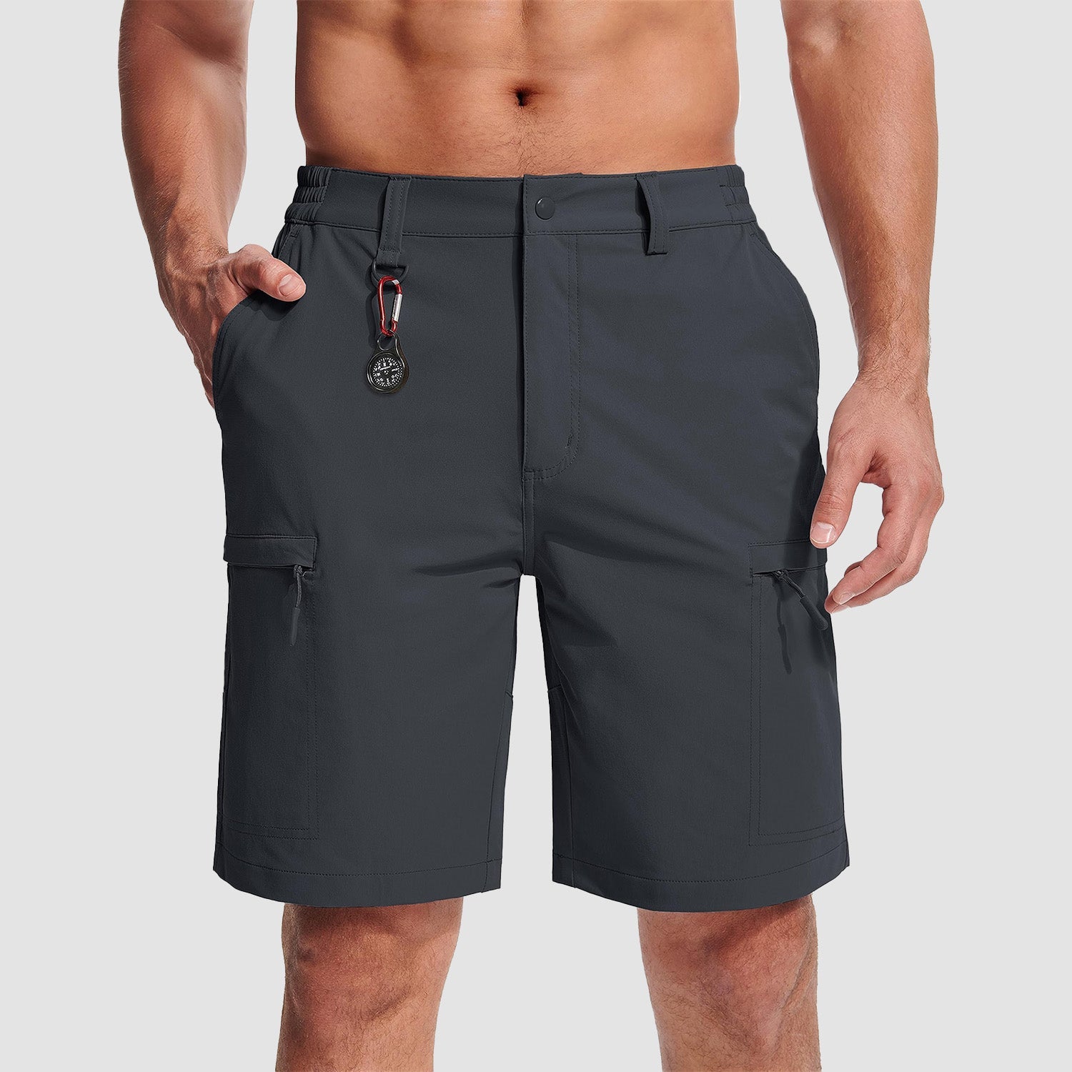 Dark Grey Men's Casual Quick-Dry 5 Pockets Cargo Short - MAGCOMSEN