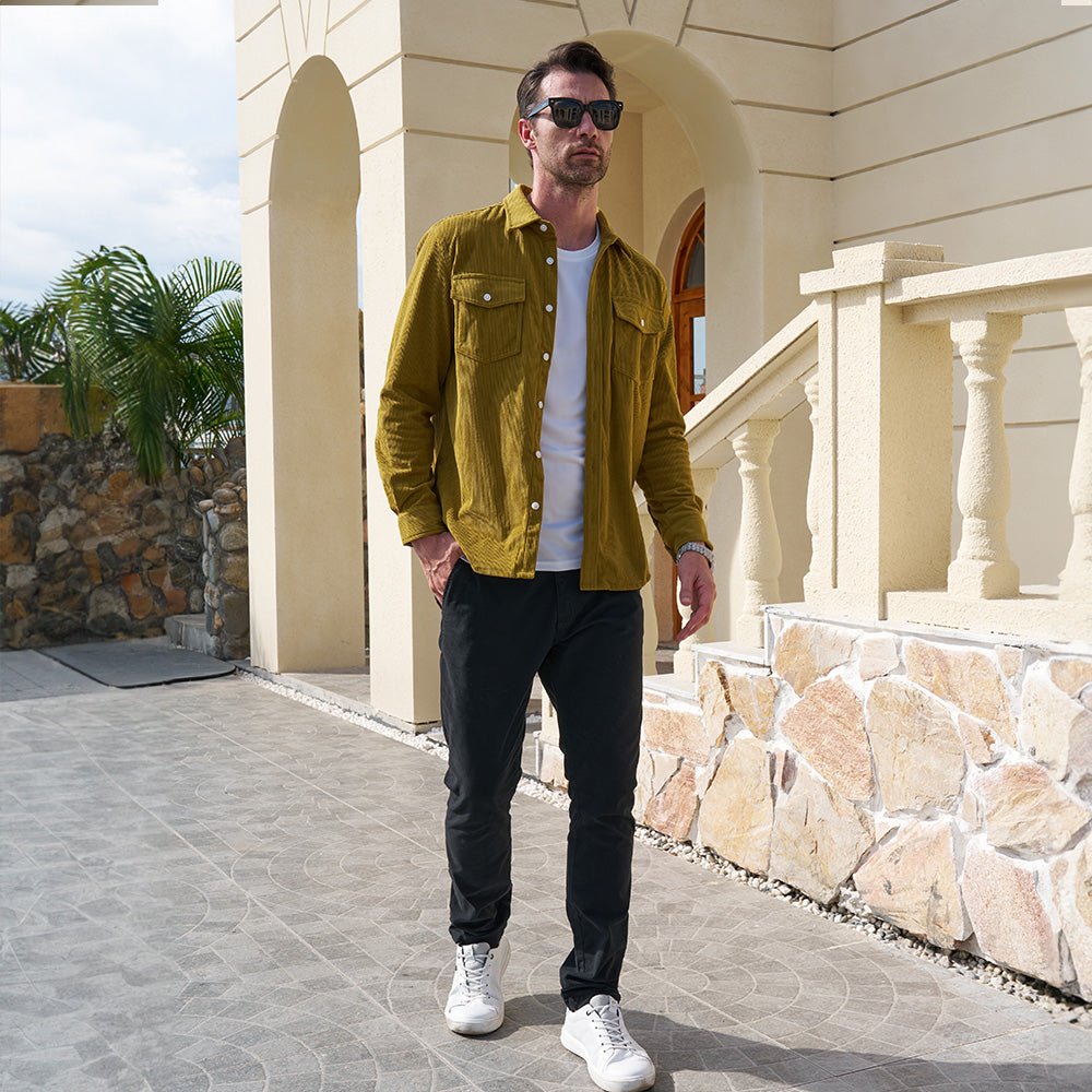 Men's Long Sleeve Corduroy Sun Protection Shirt - MAGCOMSEN