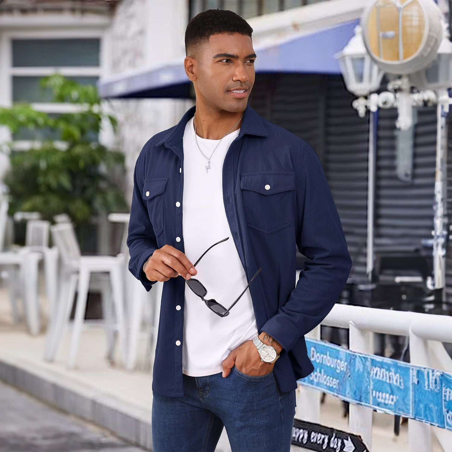 Men's Long Sleeve Corduroy Sun Protection Shirt - MAGCOMSEN