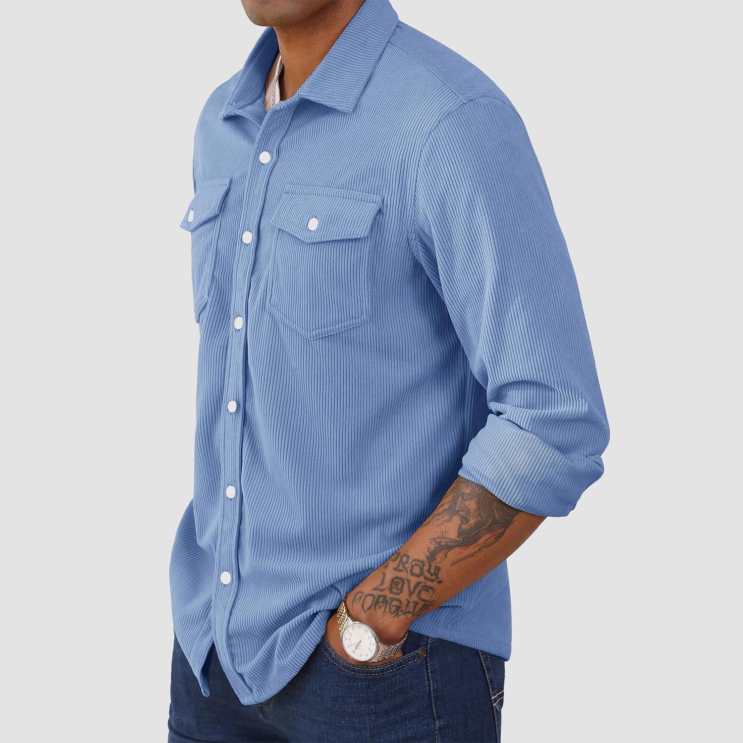 Men's Long Sleeve Corduroy Sun Protection Shirt - MAGCOMSEN