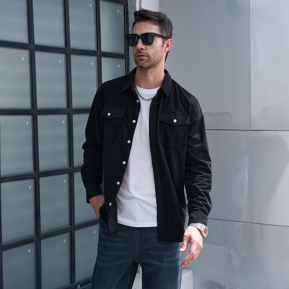 Men's Long Sleeve Corduroy Sun Protection Shirt - MAGCOMSEN