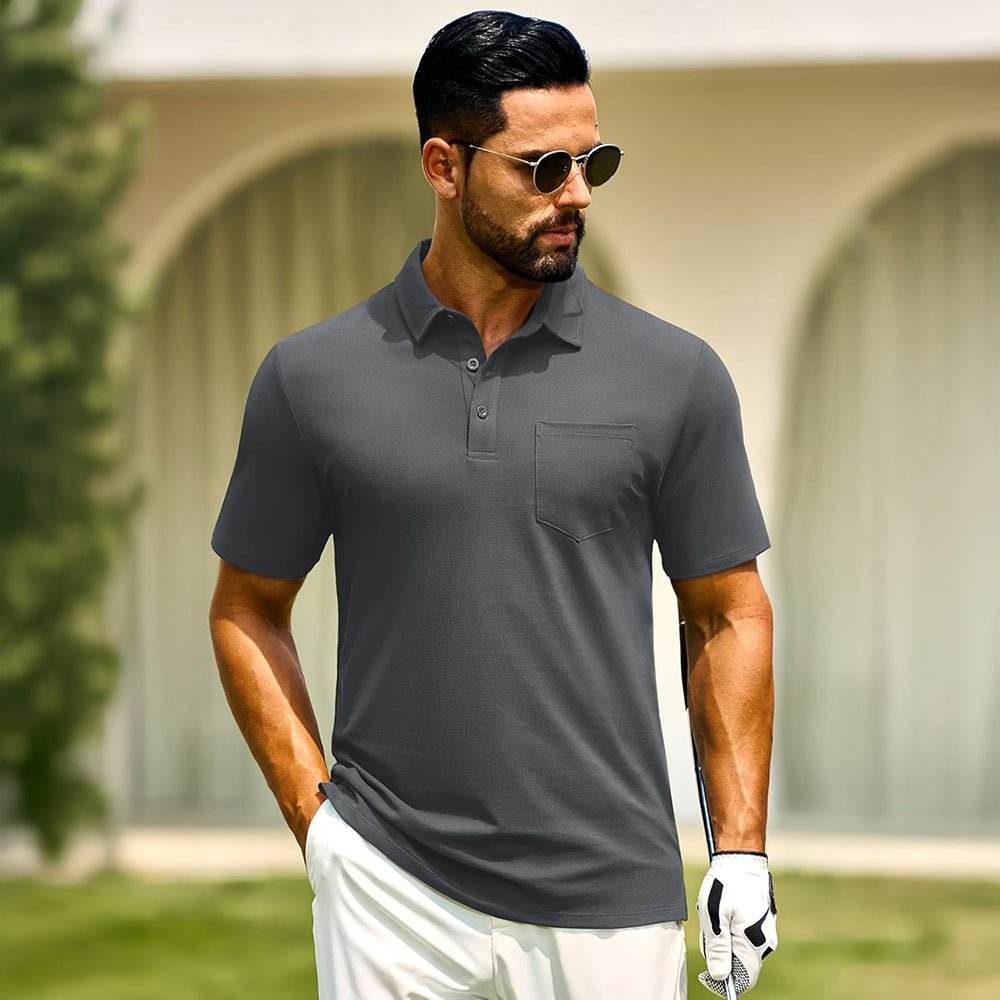 Men's Cotton Polo Shirts - Breathable Short Sleeve Golf Tee - MAGCOMSEN