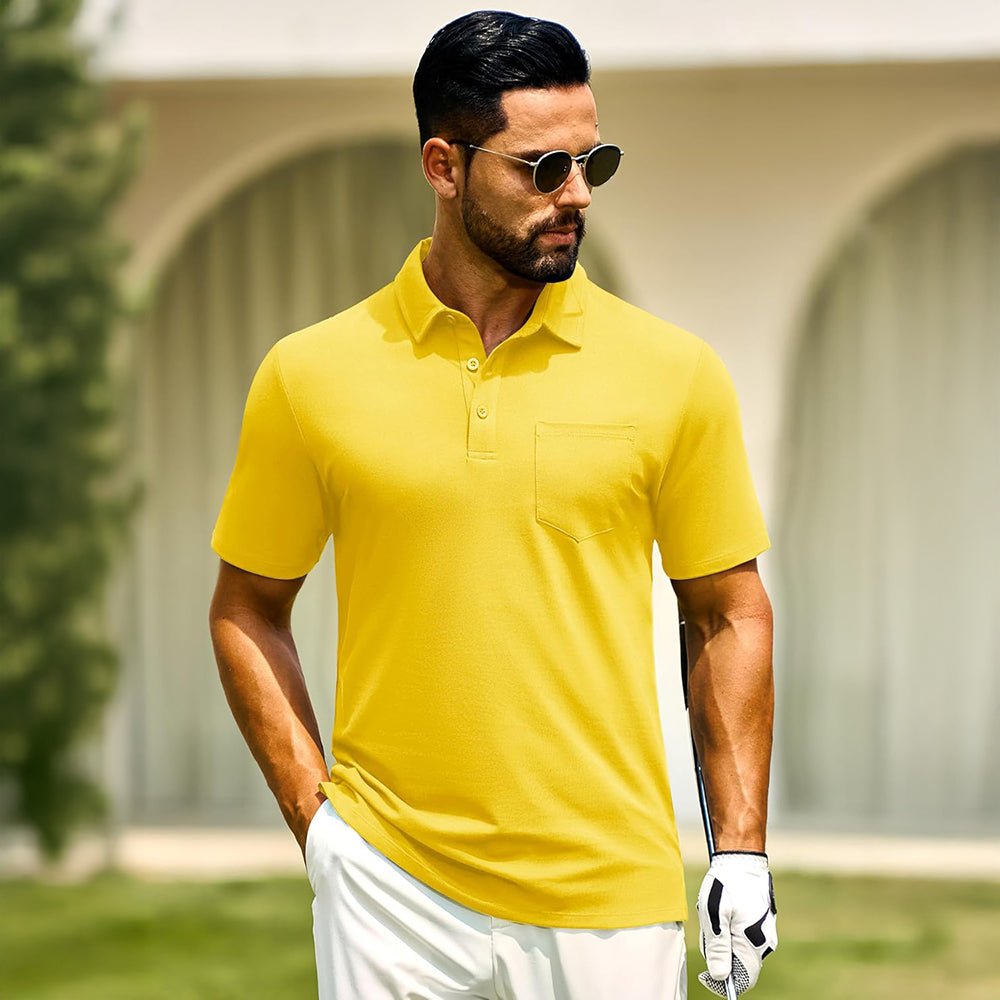 Men's Cotton Polo Shirts - Breathable Short Sleeve Golf Tee - MAGCOMSEN
