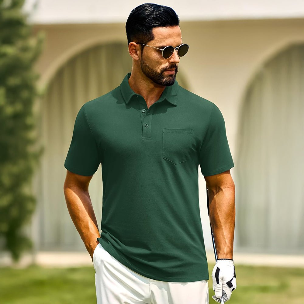 Men's Cotton Polo Shirts - Breathable Short Sleeve Golf Tee - MAGCOMSEN