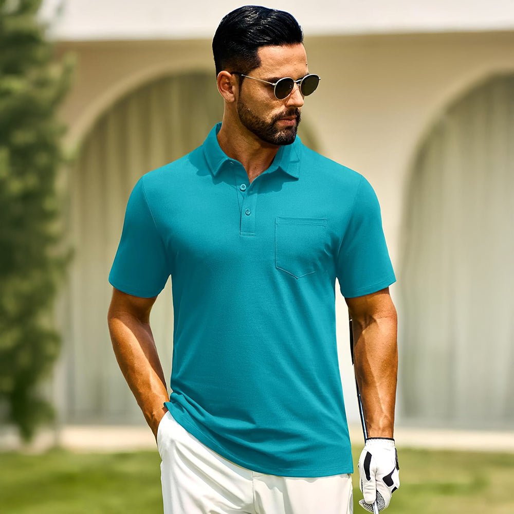 Men's Cotton Polo Shirts - Breathable Short Sleeve Golf Tee - MAGCOMSEN