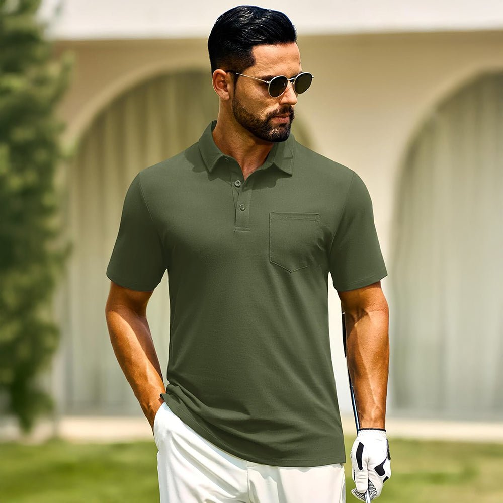 Men's Cotton Polo Shirts - Breathable Short Sleeve Golf Tee - MAGCOMSEN