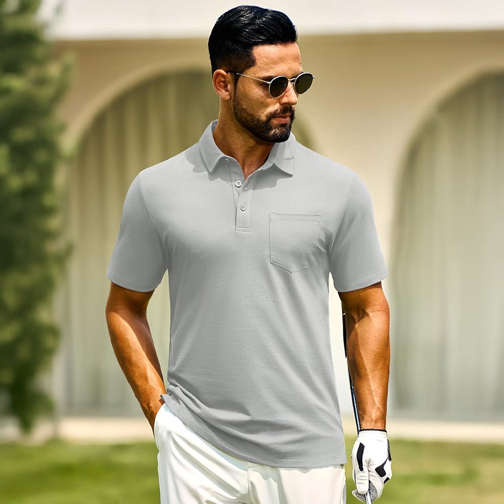 Men's Cotton Polo Shirts - Breathable Short Sleeve Golf Tee - MAGCOMSEN